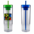 16 Oz. Breeze Double wall Acrylic Cylinder Tumbler & Straw - Screen Print